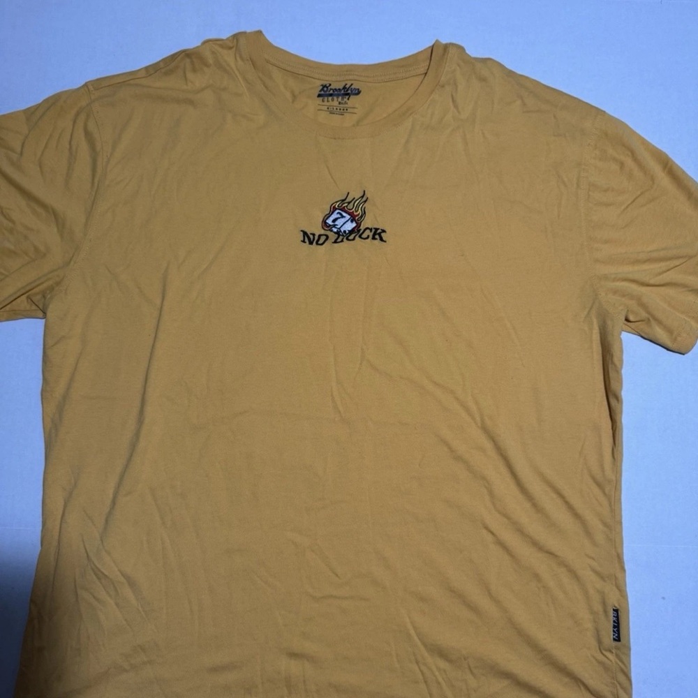 Brooklyn Cloth Yellow "No Luck" Dice‎ Flame Tee, XL T-shirt